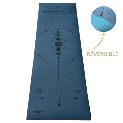 Tapis de yoga épais Yomad Yogom totem bleu marine