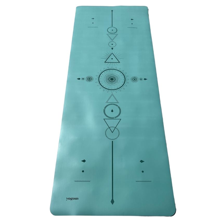 Tapis de yoga antidérapant Star Samadhi vert d'eau Yogom