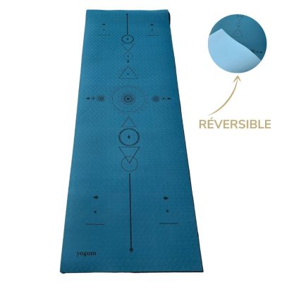 Tapis de yoga épais Yomad Samadhi canard réversible bleu turquoise
