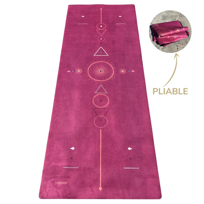 tapis de yoga de voyage Yogom Samadhi framboise