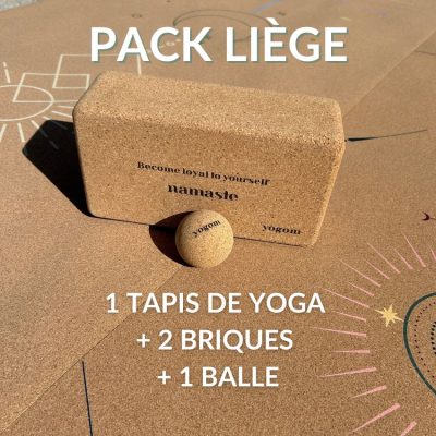 Pack tapis de yoga en liège + accessoires en liège Yogom -20%