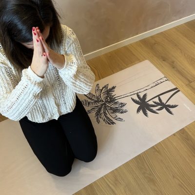 Tapis de yoga Voyage Palmier beige Yogom Tapis de yoga Voyage Palmier beige Yogom